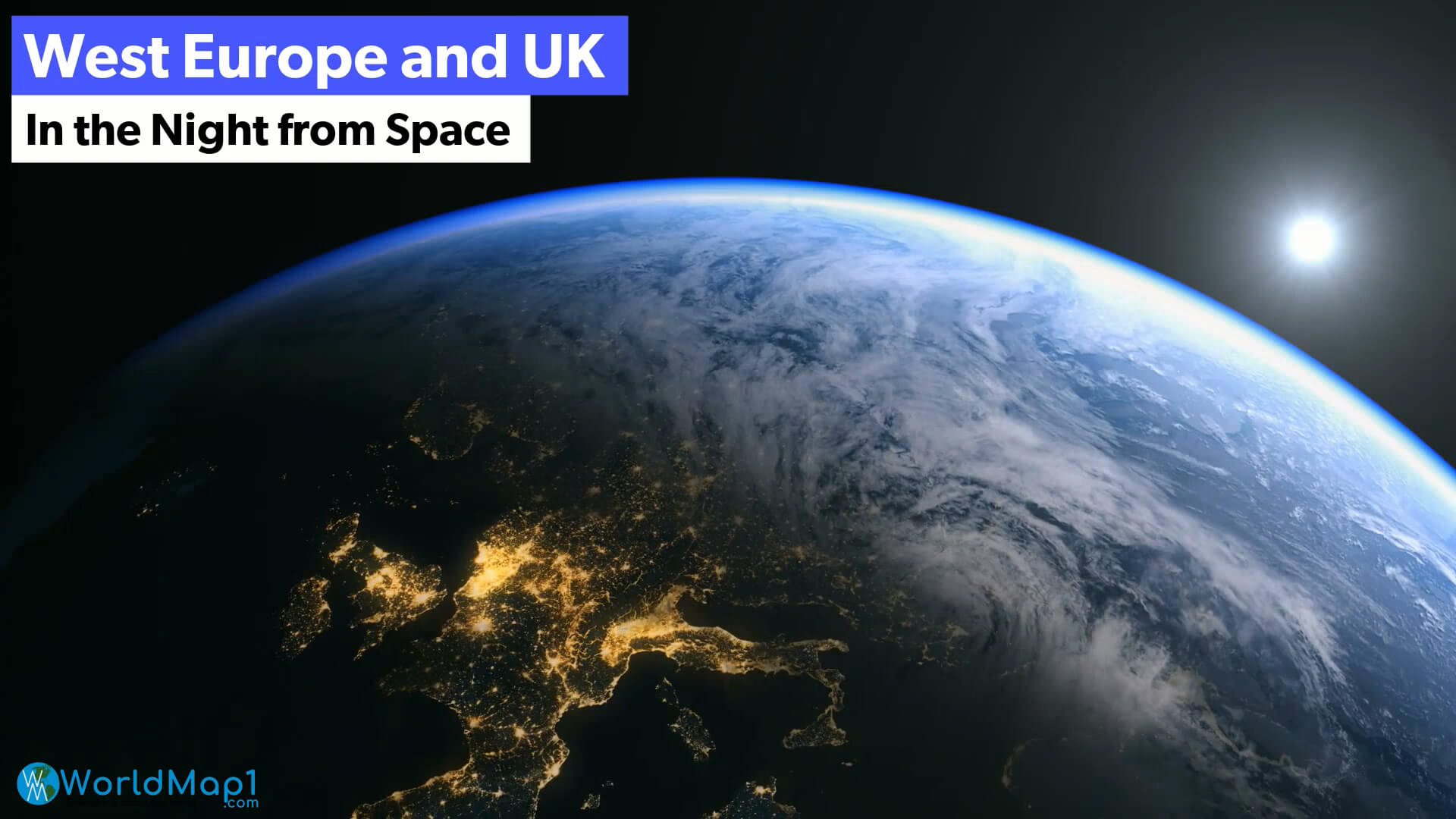 West EU and UK from Space in the Night